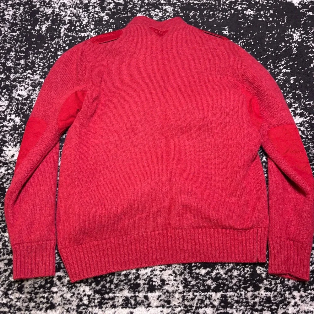 Beretta Mens Red Lambswool Blend Quarter Zip Shooting Sweater XL Patch Elbows